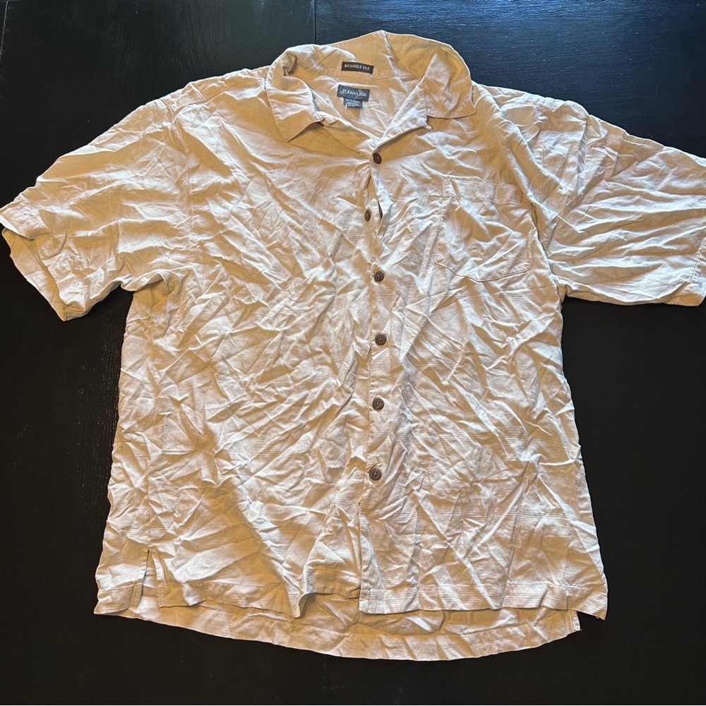 St. John's Bay XXL Cream Washable 100% Silk Shirt